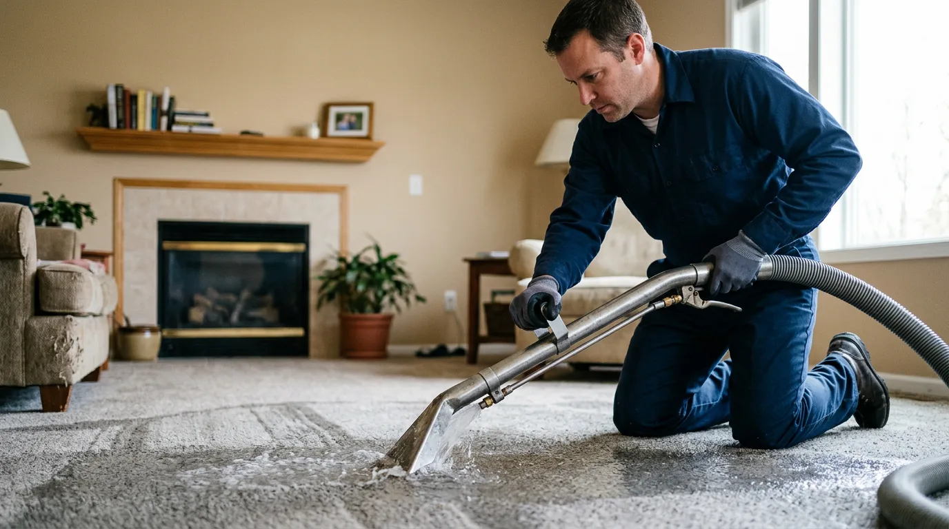 Water damage restoration technician working near Graham, OK